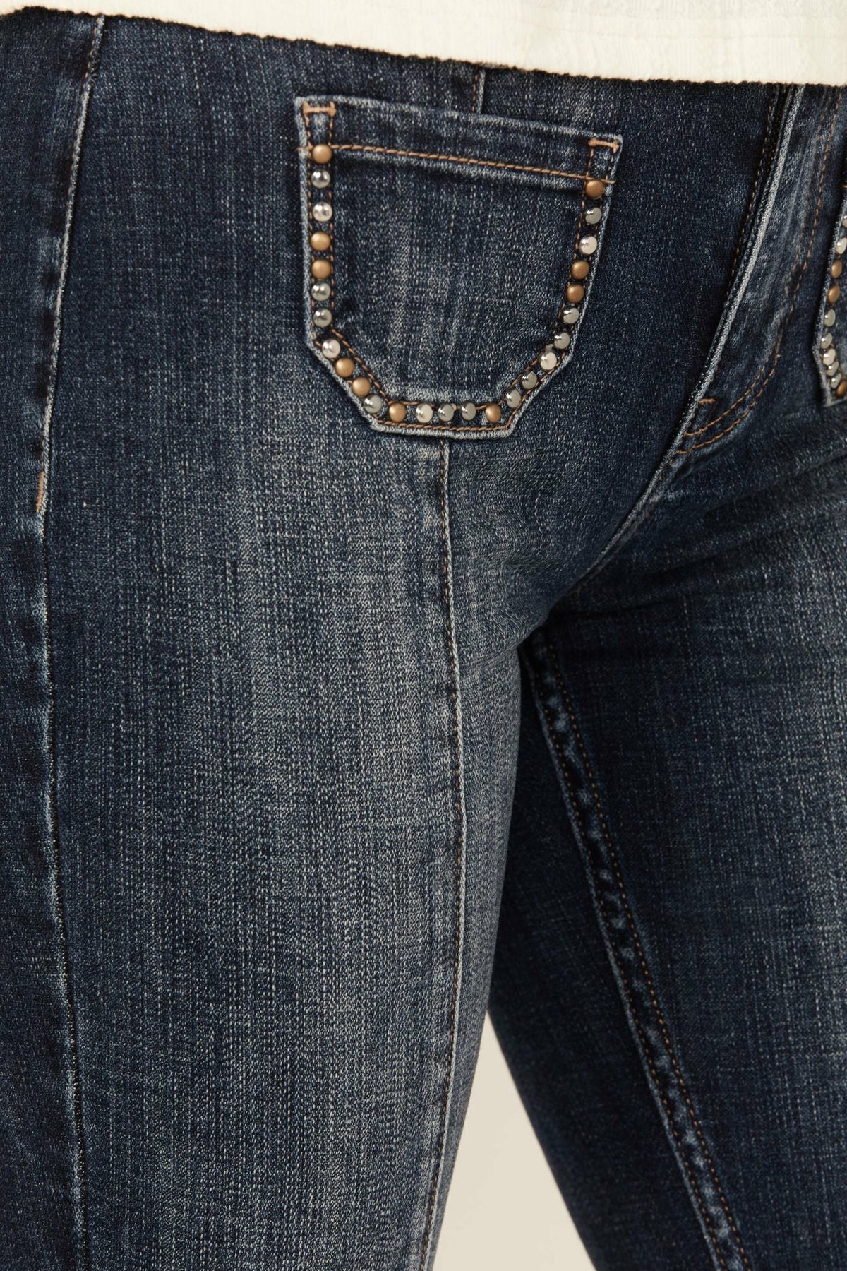 Idyllwind Hadley Dark Wash High Rise Embellished Flare Stretch Denim Jeans