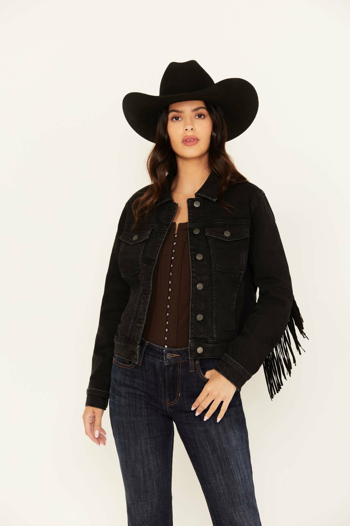 Idyllwind Outlaw Fringe Denim Trucker Jacket