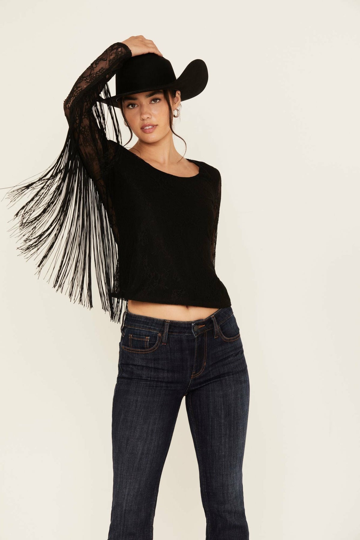 Idyllwind Russello Lace Fringe Long Sleeve Shirt