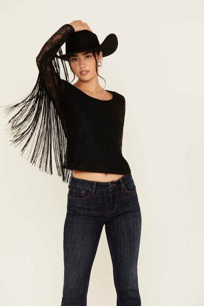 Idyllwind Russello Lace Fringe Long Sleeve Shirt