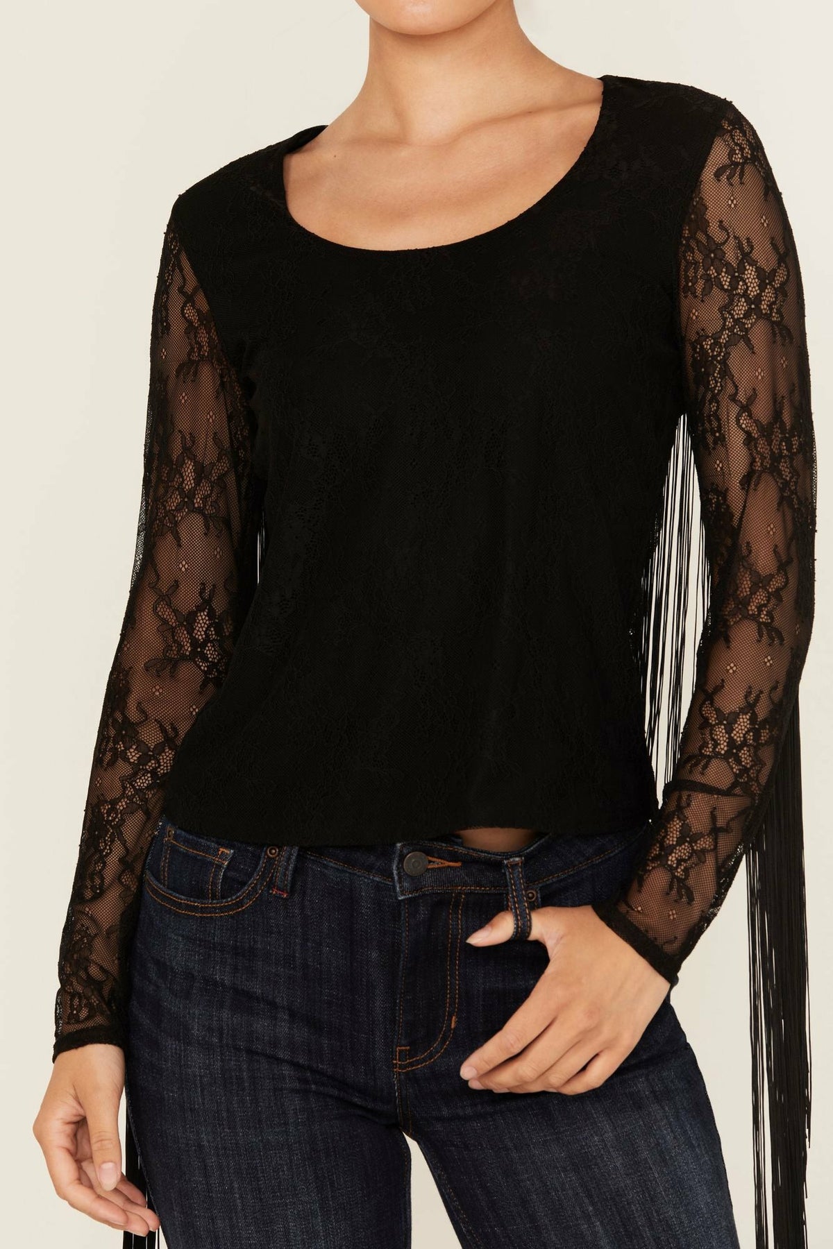 Idyllwind Russello Lace Fringe Long Sleeve Shirt