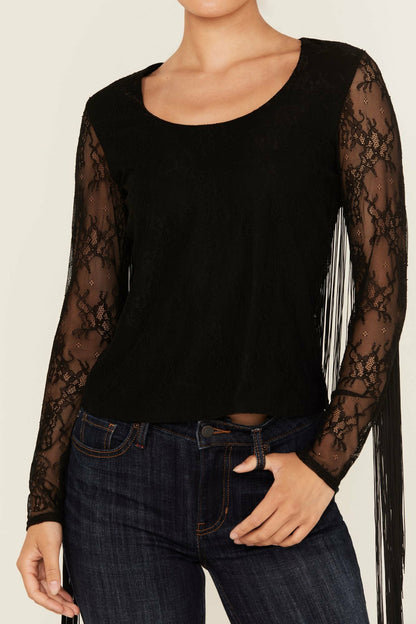 Idyllwind Russello Lace Fringe Long Sleeve Shirt