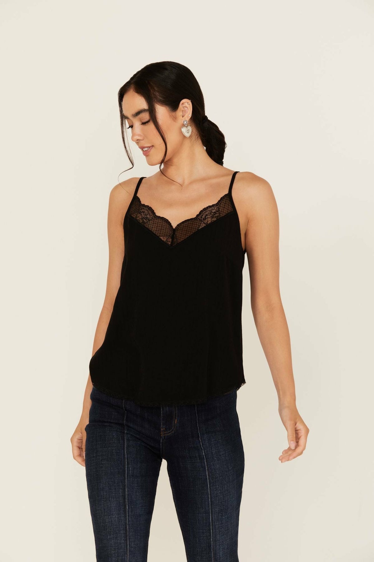 Idyllwind Randa Solid Lace Trim Cami Tank