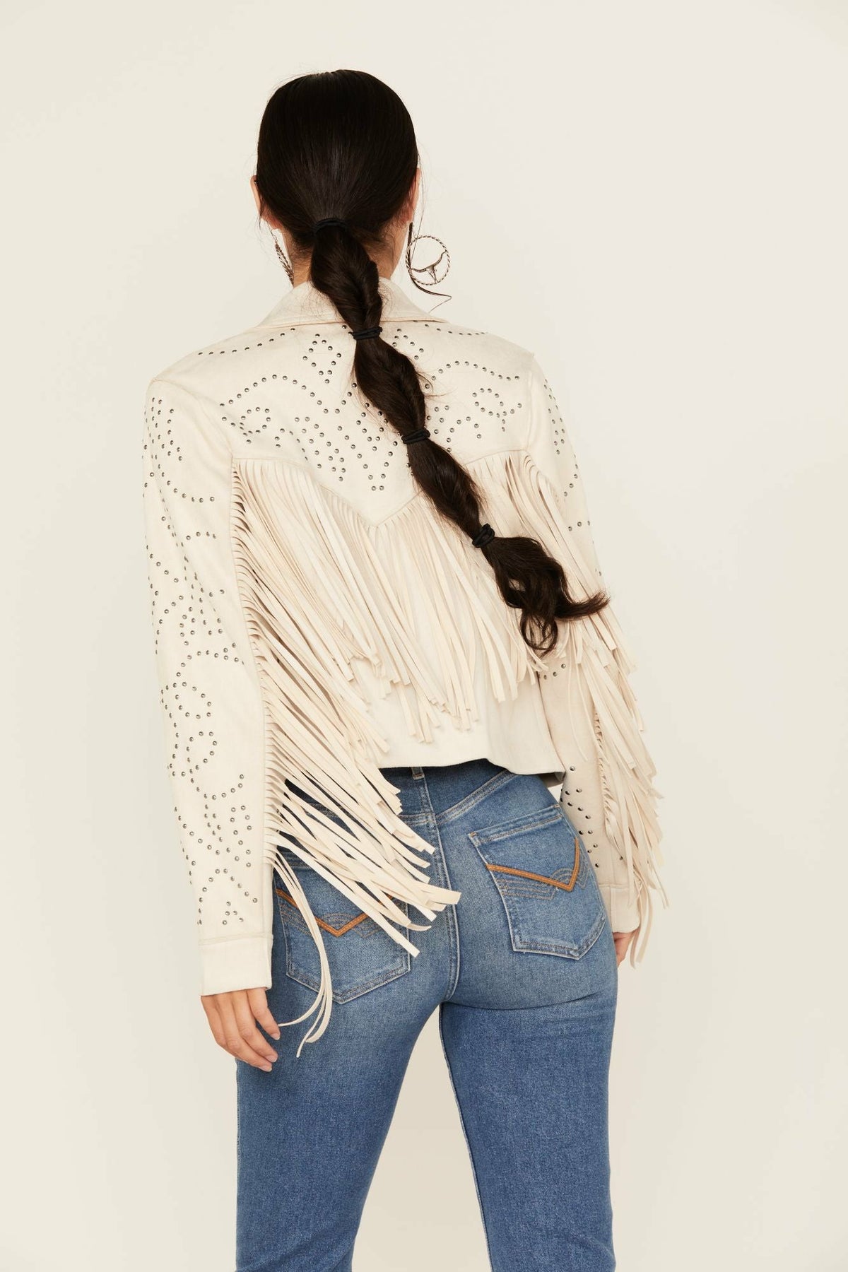 Idyllwind Blair Fringe and Studded Faux Suede Snap Jacket