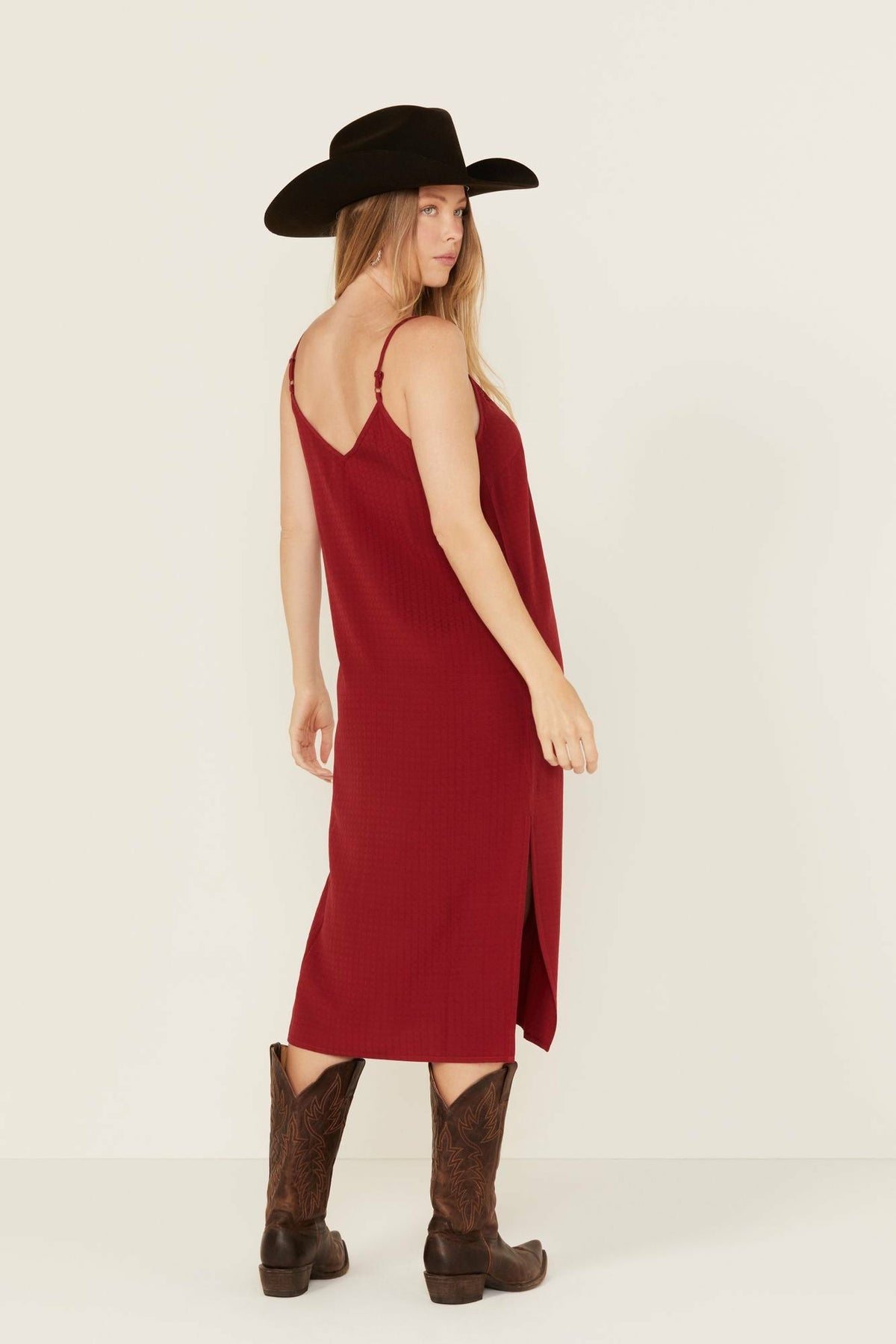 Idyllwind Moss Rose Lace Trim Slip Midi Dress