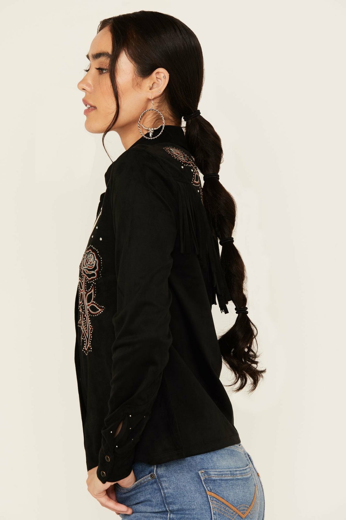 Idyllwind Embroidered Faux Suede Long Sleeve Snap Western Shirt