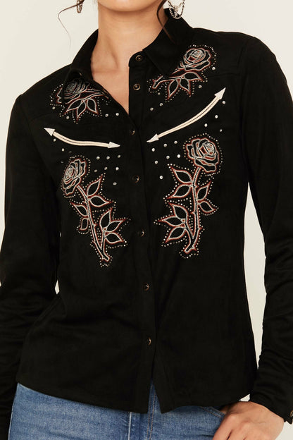 Idyllwind Embroidered Faux Suede Long Sleeve Snap Western Shirt
