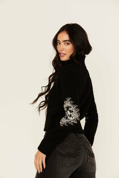 Idyllwind Dallas Sequins Cropped Zip Front Sweater