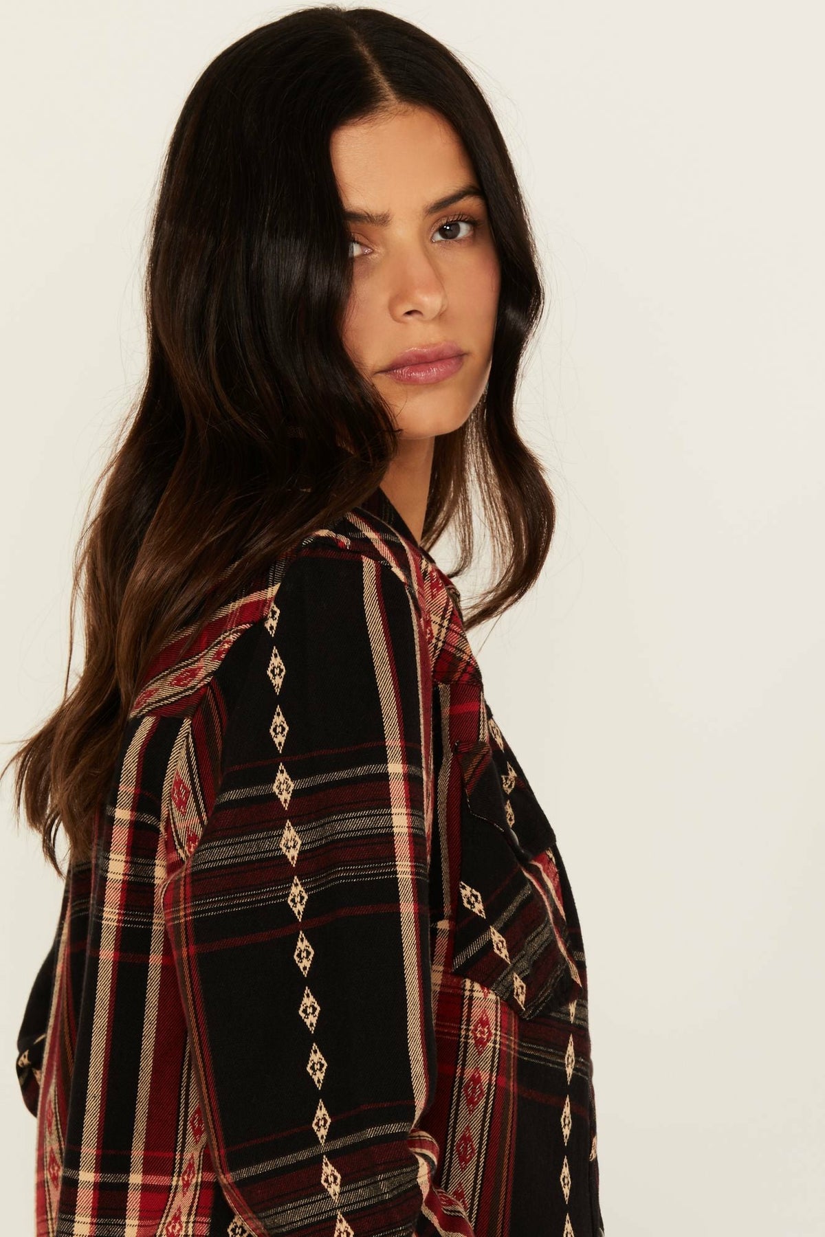 Idyllwind Glenmond Dobby Plaid Print Long Sleeve Snap Flannel Shirt