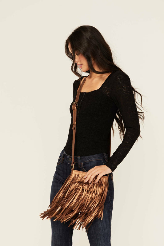 Idyllwind Camarillo Metallic Fringe Suede Crossbody Bag