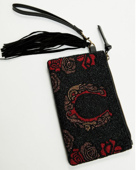 Idyllwind Rose Seed Bead Wristlet Clutch