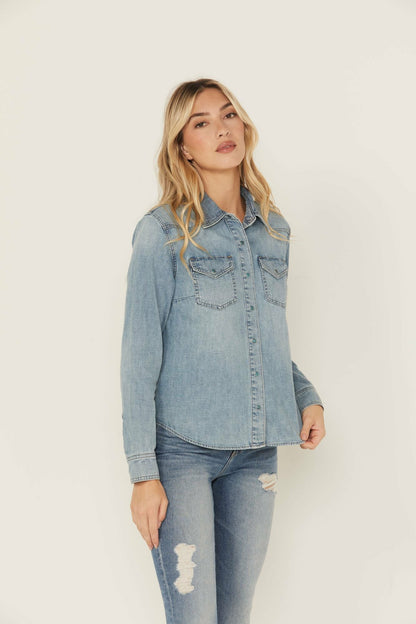 Idyllwind Medium Wash Long Sleeve Snap Denim Shirt