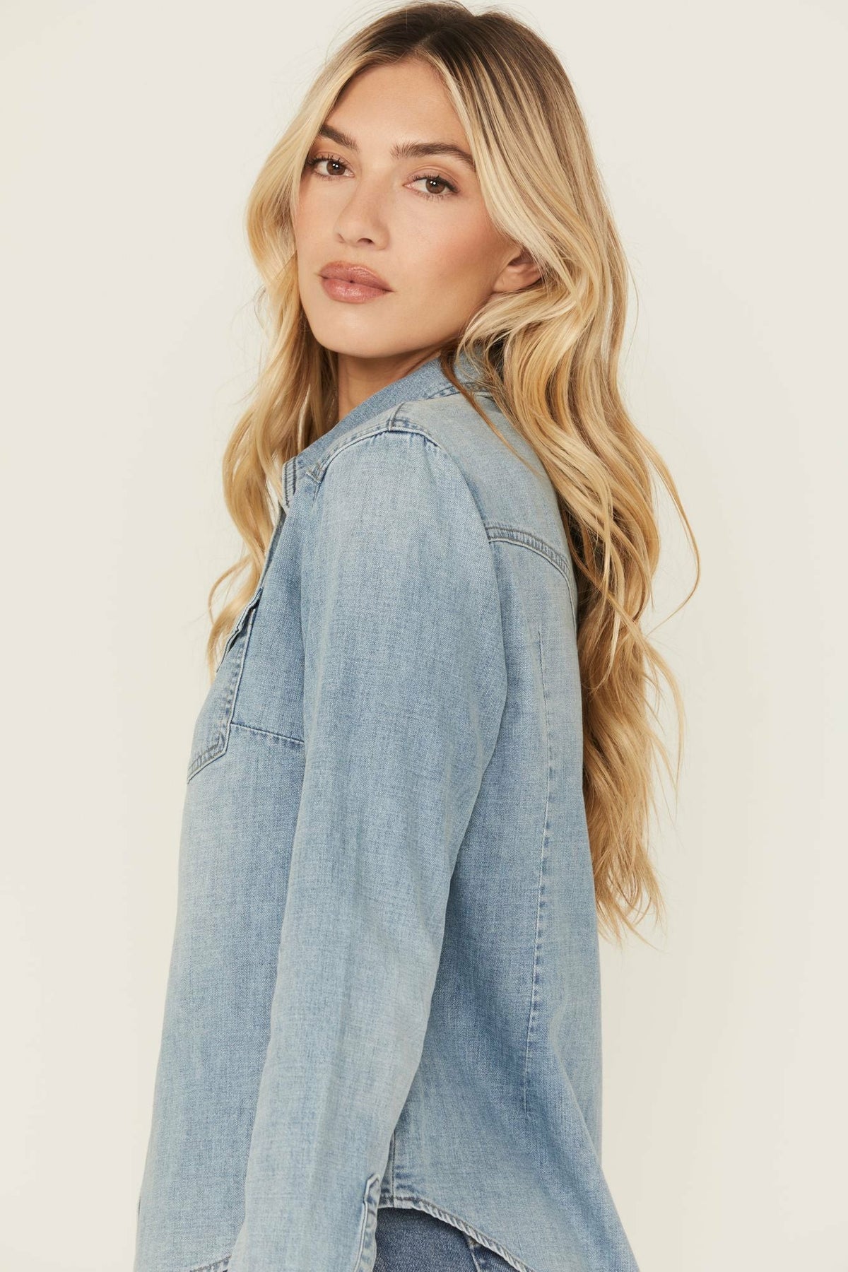 Idyllwind Medium Wash Long Sleeve Snap Denim Shirt