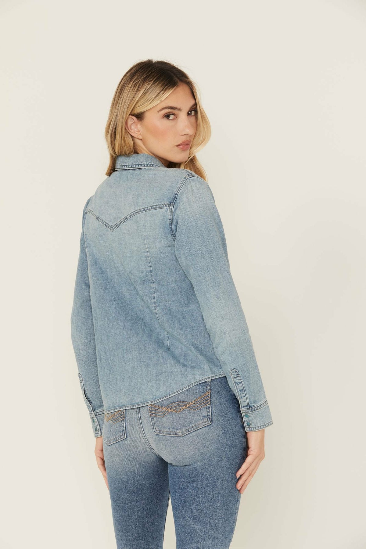 Idyllwind Medium Wash Long Sleeve Snap Denim Shirt