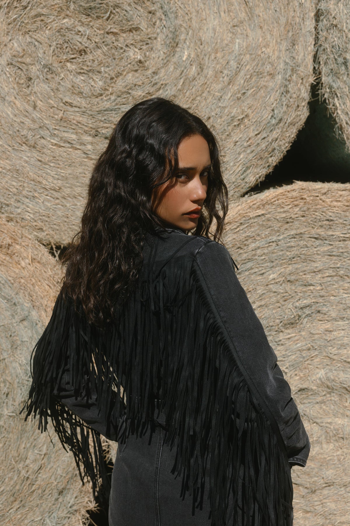 Idyllwind Fringe Long Sleeve Stretch Denim Mini Dress