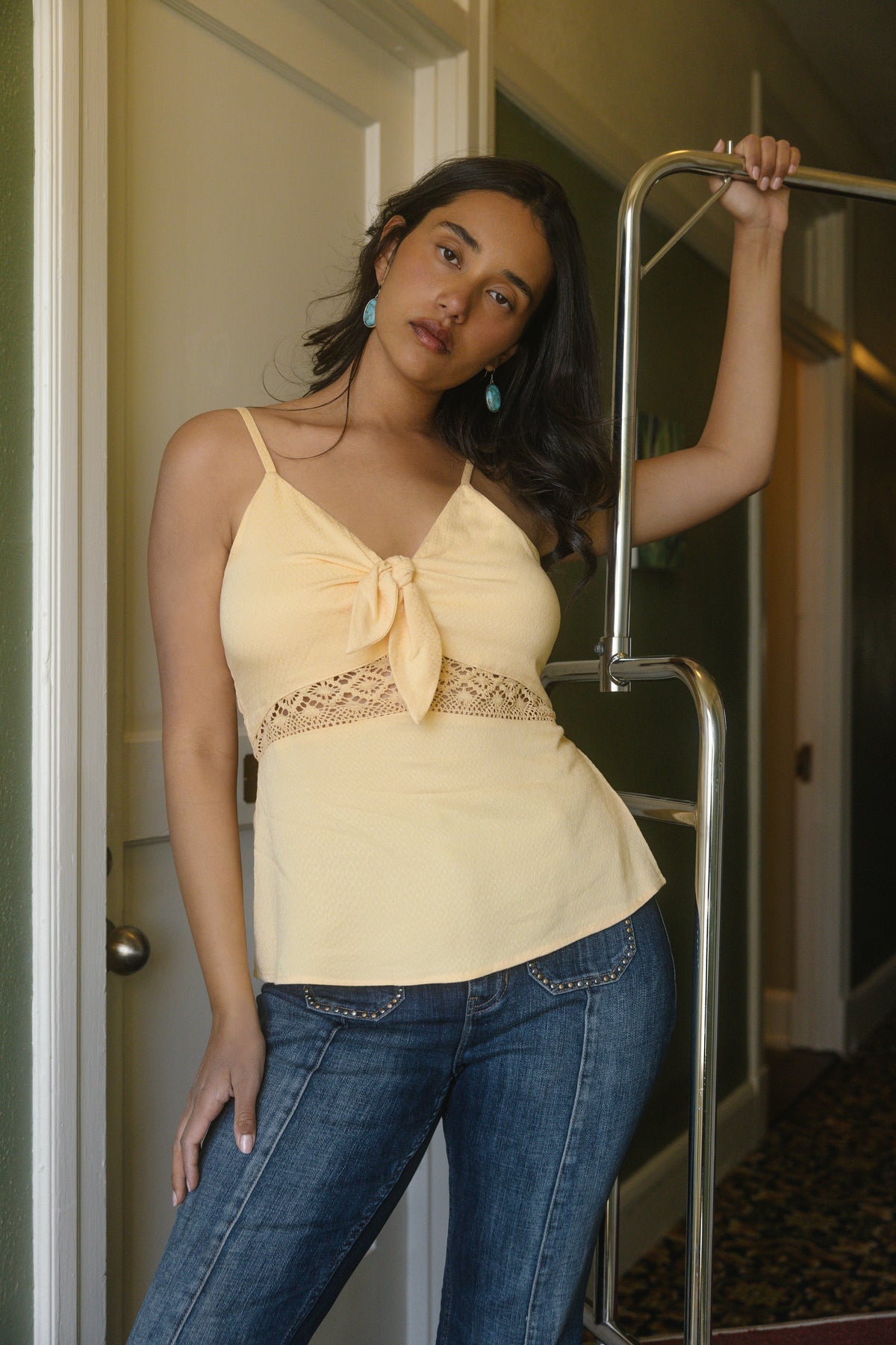 Idyllwind Lace Inset Tie-Front Cami