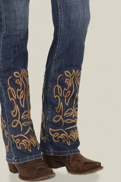 Idyllwind Hawkins Dark Wash Rebel Mid Rise Boot Stitch Super Stretch Denim Jeans
