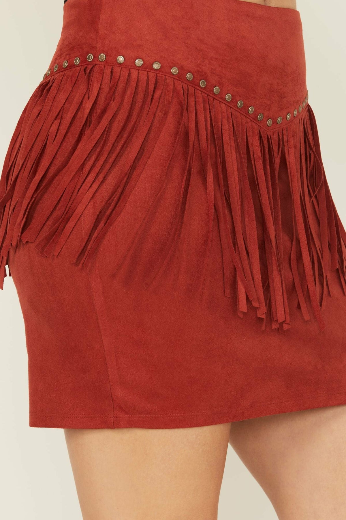 Idyllwind Wylie Studded Fringe Faux Suede Mini Skirt