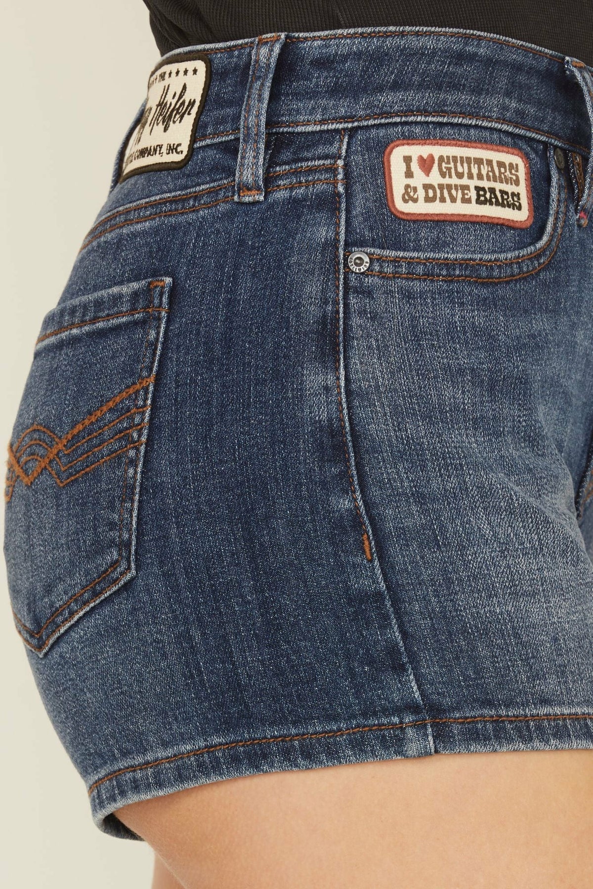 Idyllwind Ellwood Patch Dark Wash High Rise Stretch Denim Shorts