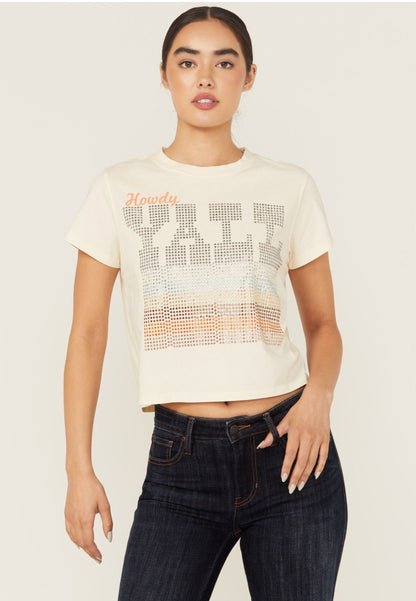 Idyllwind Y'all Embellished Short Sleeve Cropped Graphic Tee