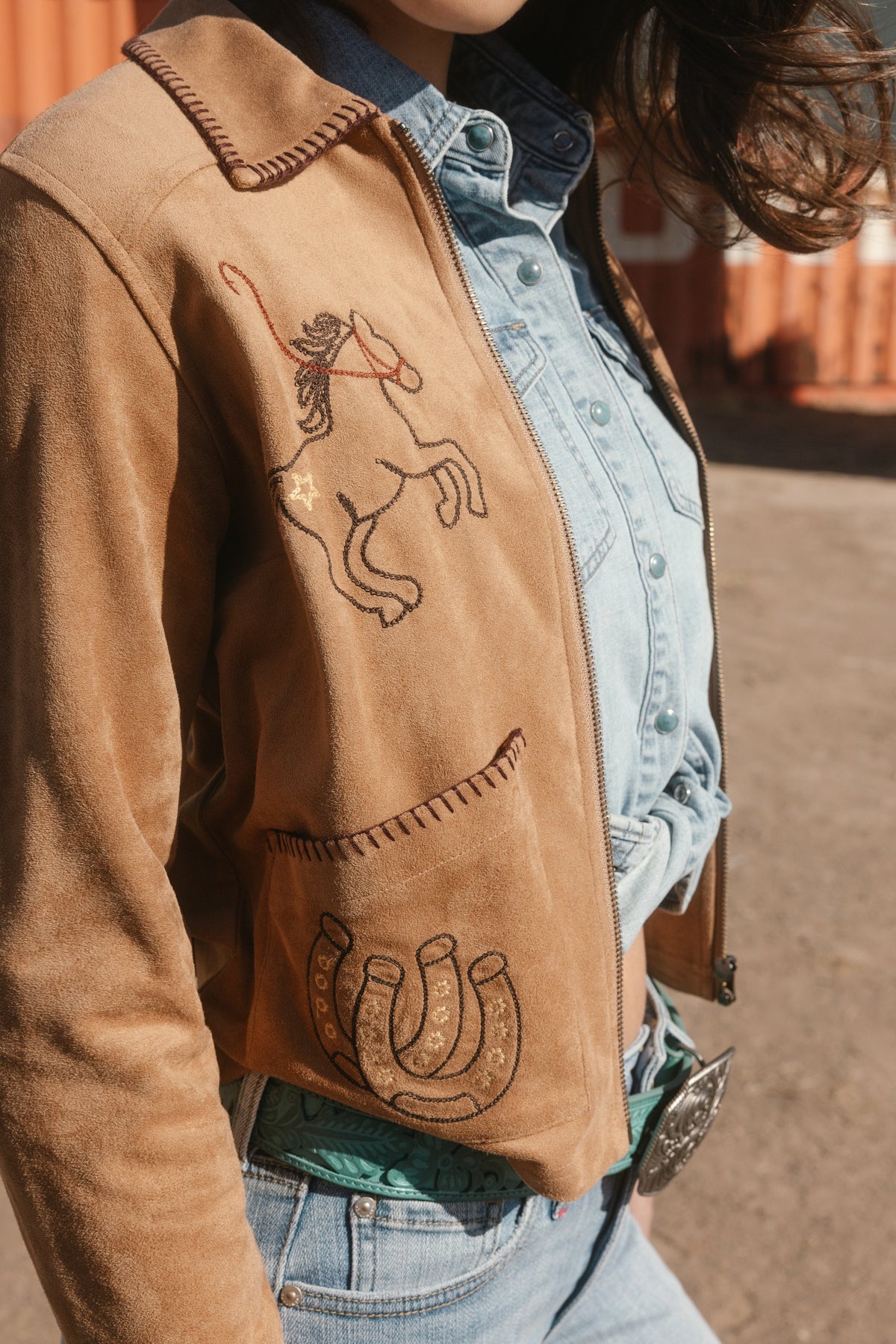 Idyllwind Kileen Embroidered Faux Suede Jacket
