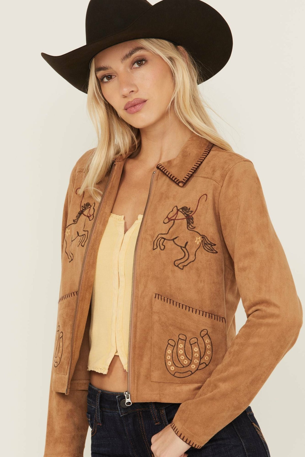 Idyllwind Kileen Embroidered Faux Suede Jacket