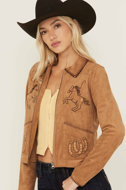 Idyllwind Kileen Embroidered Faux Suede Jacket
