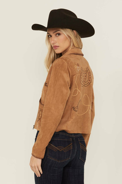 Idyllwind Kileen Embroidered Faux Suede Jacket