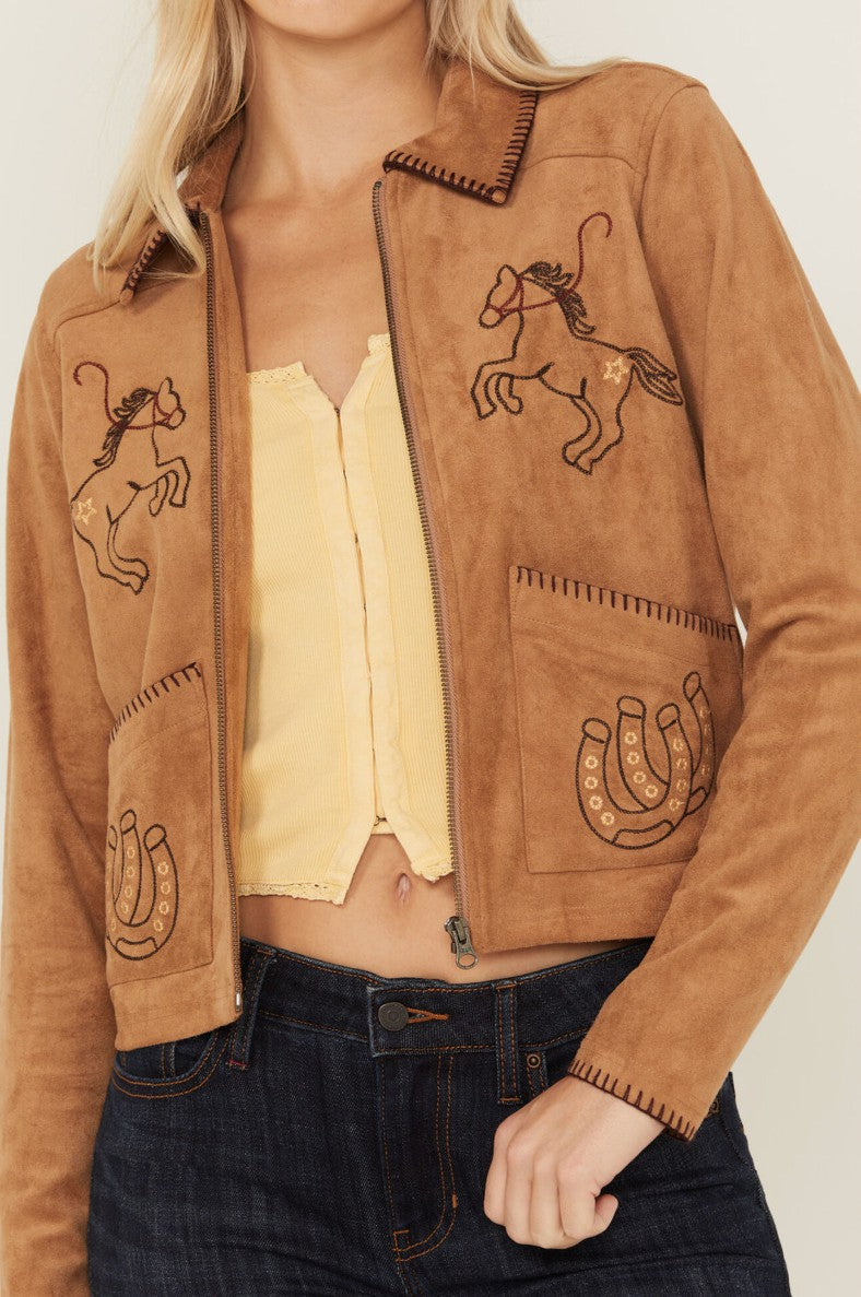Idyllwind Kileen Embroidered Faux Suede Jacket