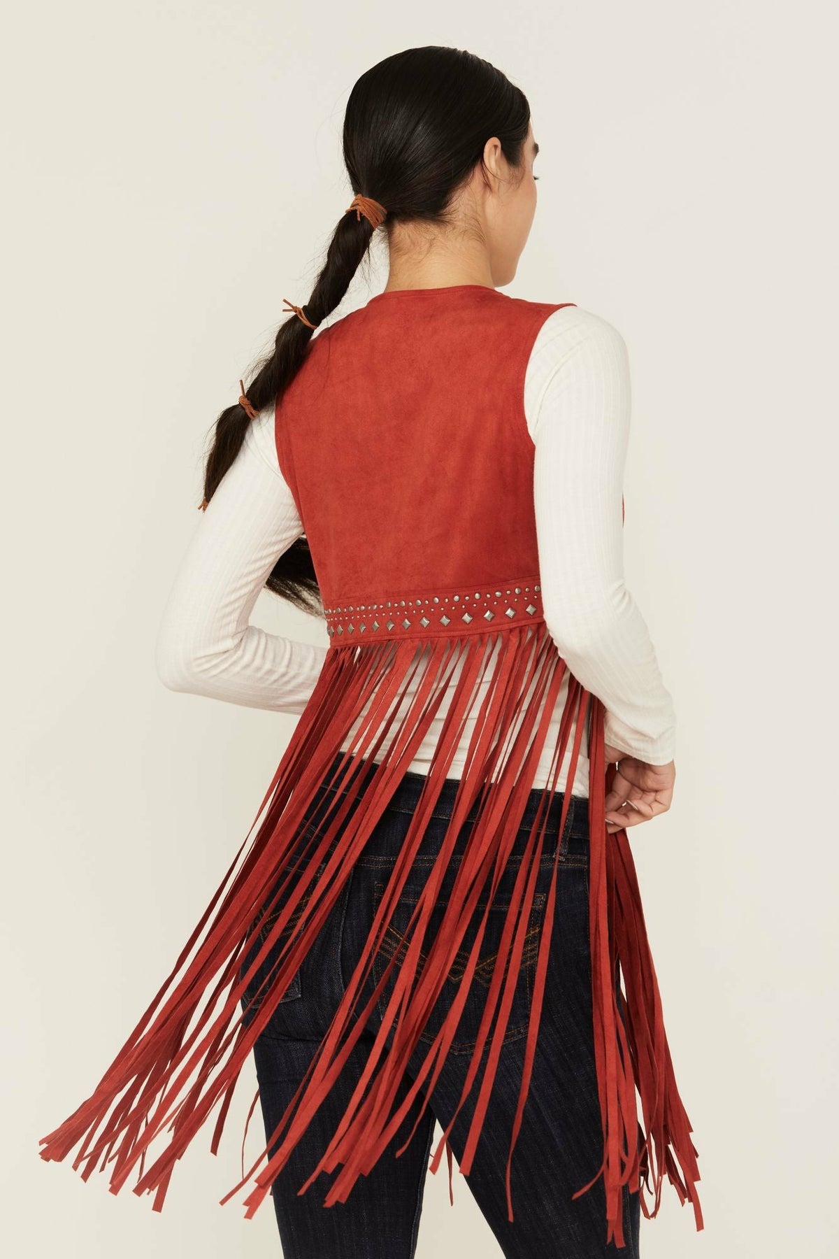 Idyllwind Walnut Studded Faux Suede Fringe Vest