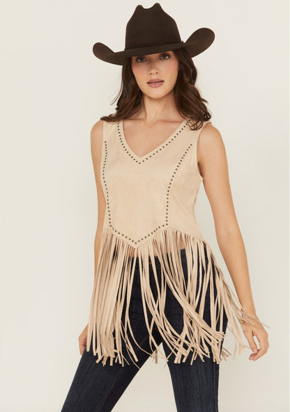 Idyllwind Monticello Fringe Faux Suede Studded Tank