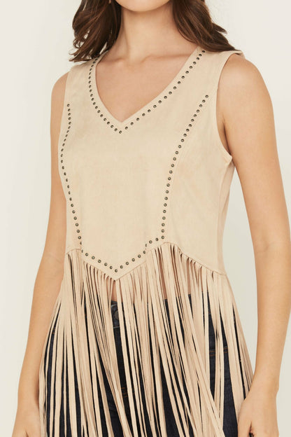 Idyllwind Monticello Fringe Faux Suede Studded Tank