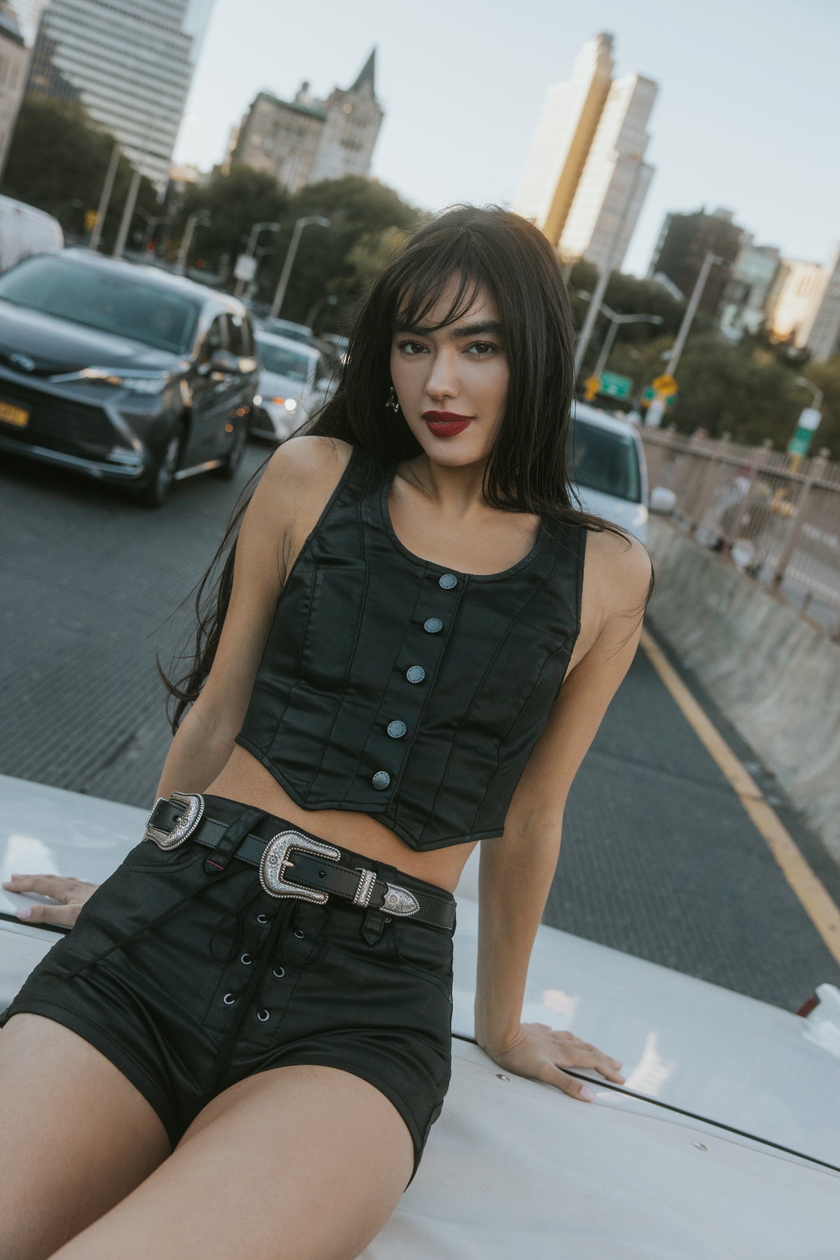 Idyllwind Coated Bustier Button-Down Vest