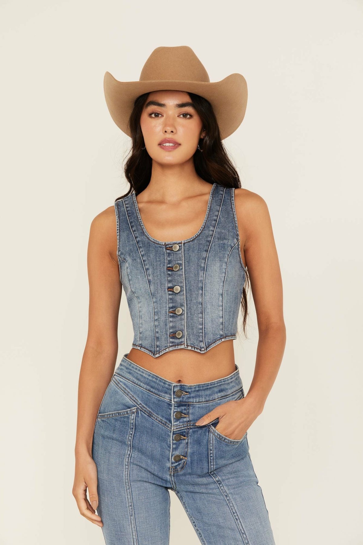 Idyllwind Ivywood Medium Wash Stretch Denim Vest