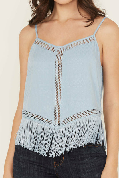 Idyllwind Briarwick Jacquard Print Fringe And Lace Tank Top