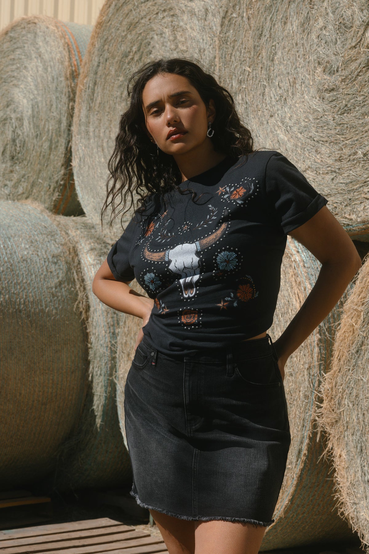 Idyllwind Studded Bull Skull Short Sleeve Graphic Tee
