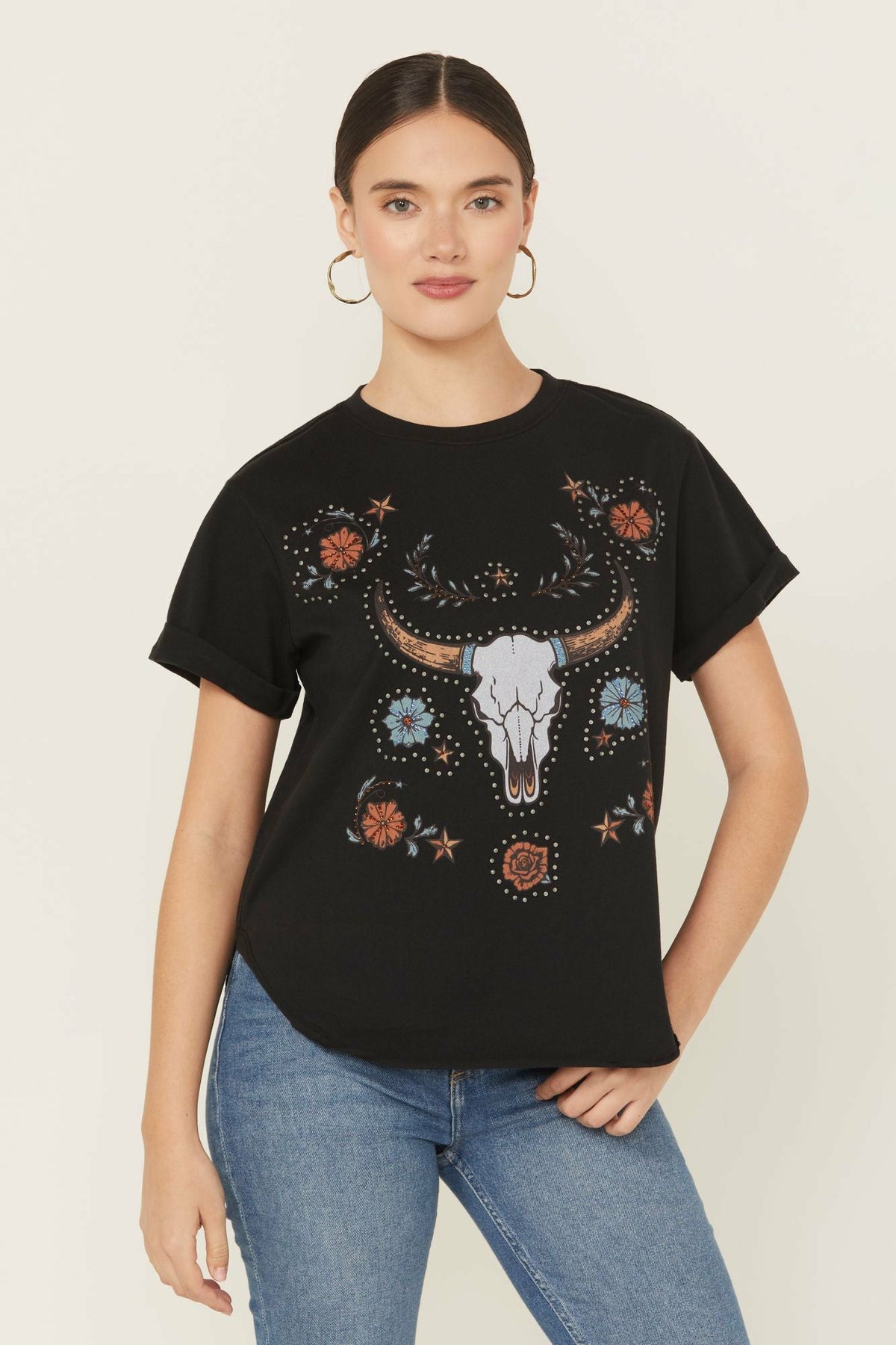 Idyllwind Studded Bull Skull Short Sleeve Graphic Tee