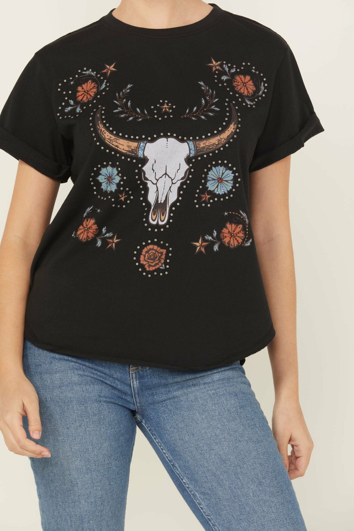Idyllwind Studded Bull Skull Short Sleeve Graphic Tee