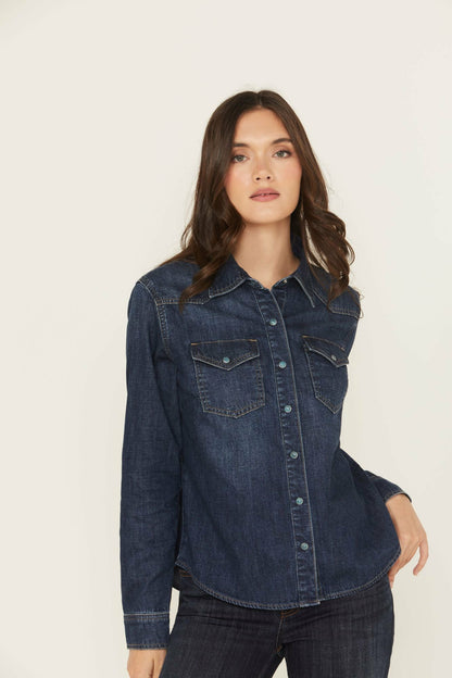 Idyllwind Abbott Dark Wash Chambray Long Sleeve Snap Western Shirt