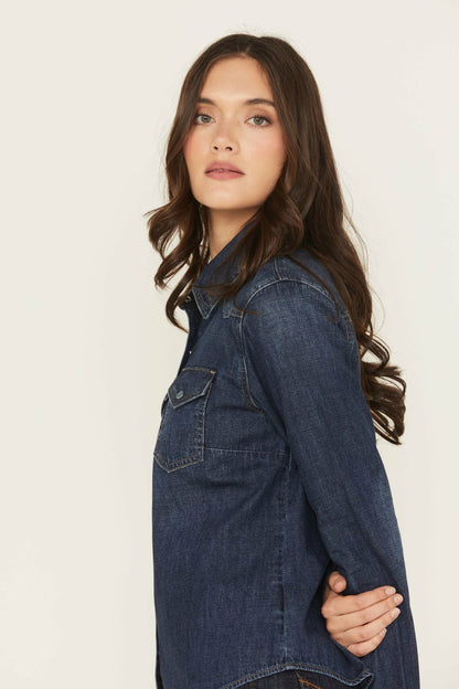 Idyllwind Abbott Dark Wash Chambray Long Sleeve Snap Western Shirt