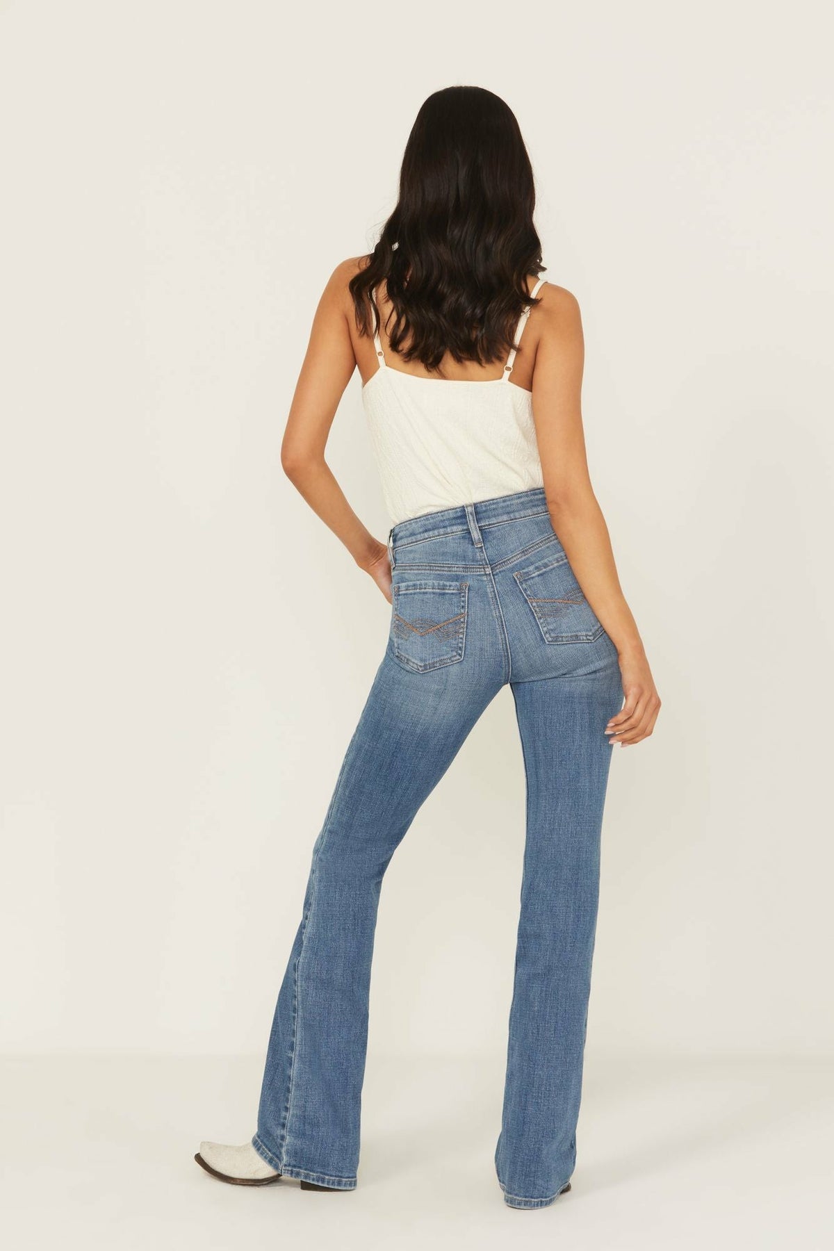 Idyllwind Legend Medium Wash High Rise Rhinestone Studded Bootcut Super Stretch Denim Jeans