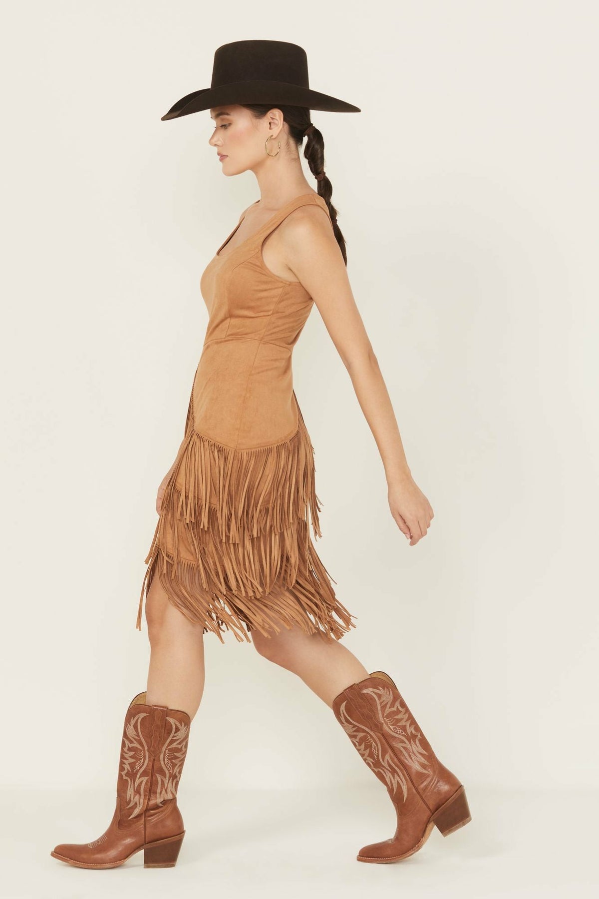 Idyllwind Tina Faux Suede Fringe Mini Dress
