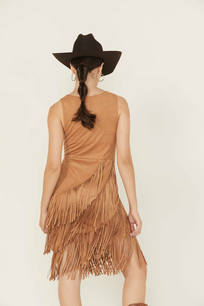 Idyllwind Tina Faux Suede Fringe Mini Dress