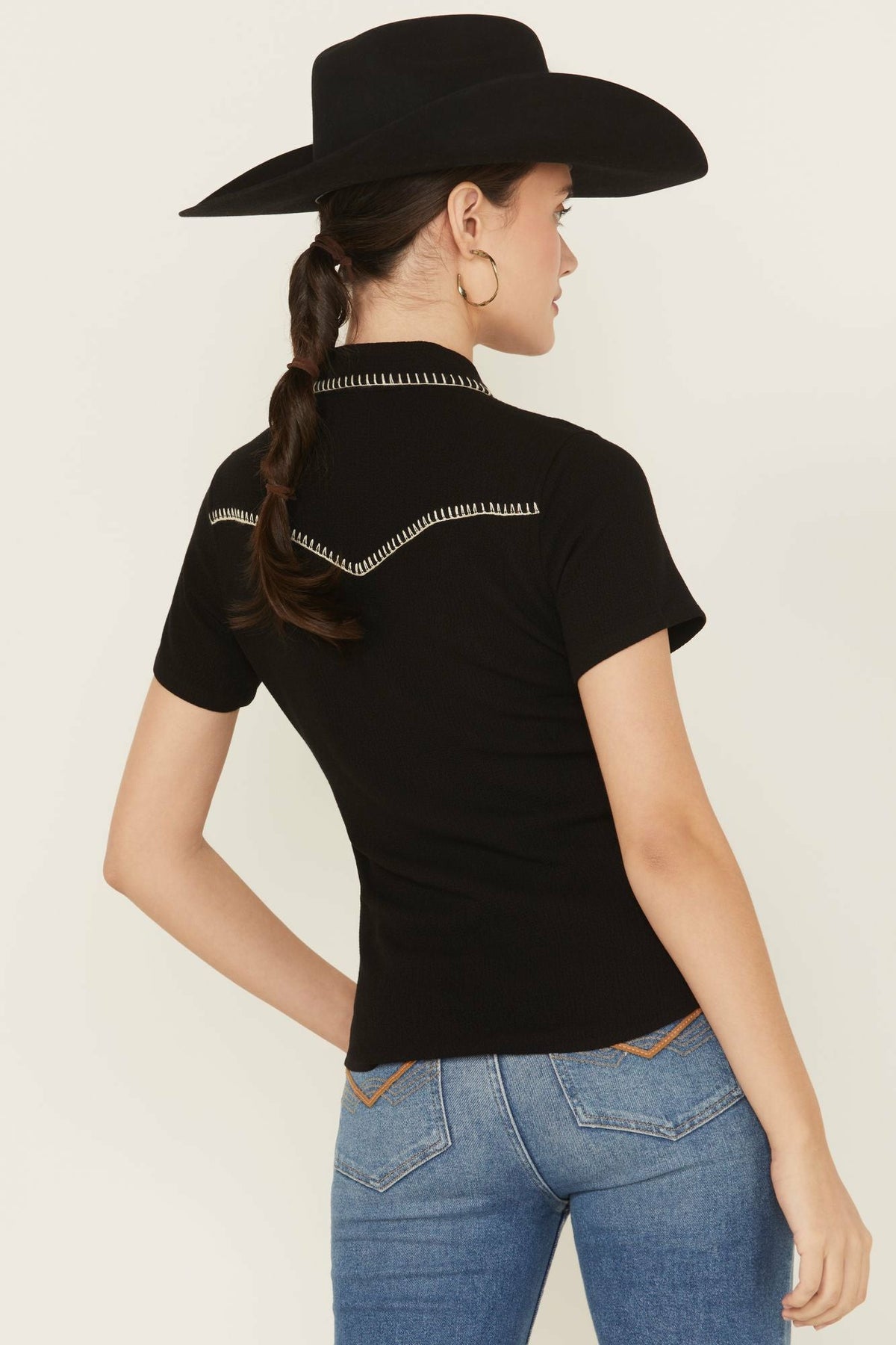 Idyllwind Black Featherlight Short Sleeve Snap Stretch Shirt