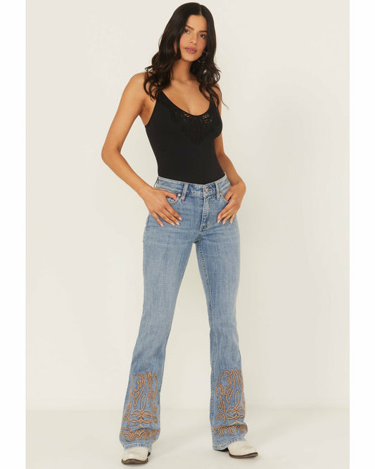 Idyllwind Hawkins Light Wash Rebel Mid Rise Boot Stitch Bootcut Super Stretch Denim Jeans