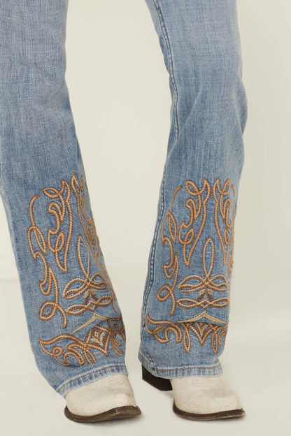 Idyllwind Hawkins Light Wash Rebel Mid Rise Boot Stitch Bootcut Super Stretch Denim Jeans