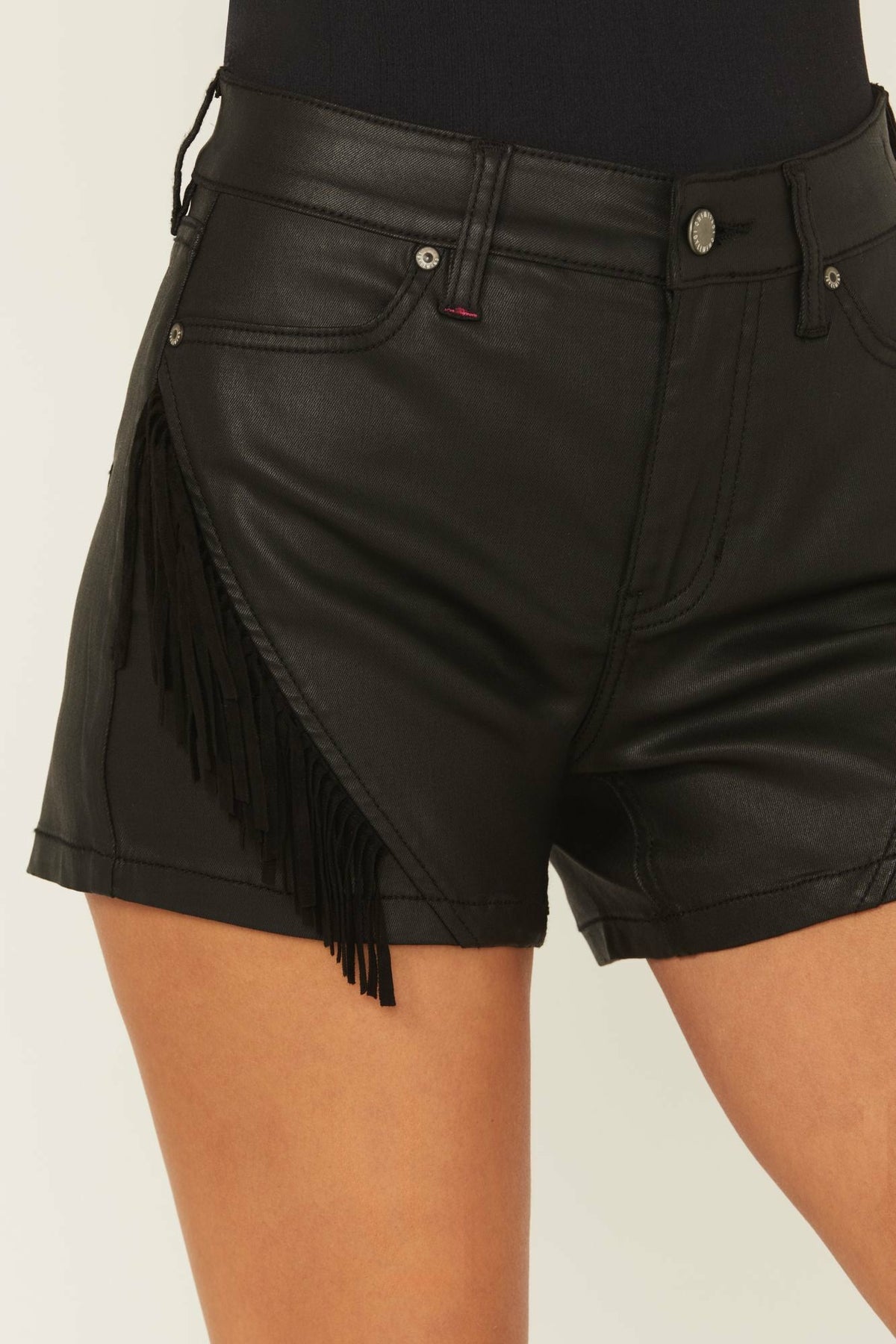 Idyllwind Bexhill Coated High Rise Fringe Super Stretch Denim Shorts