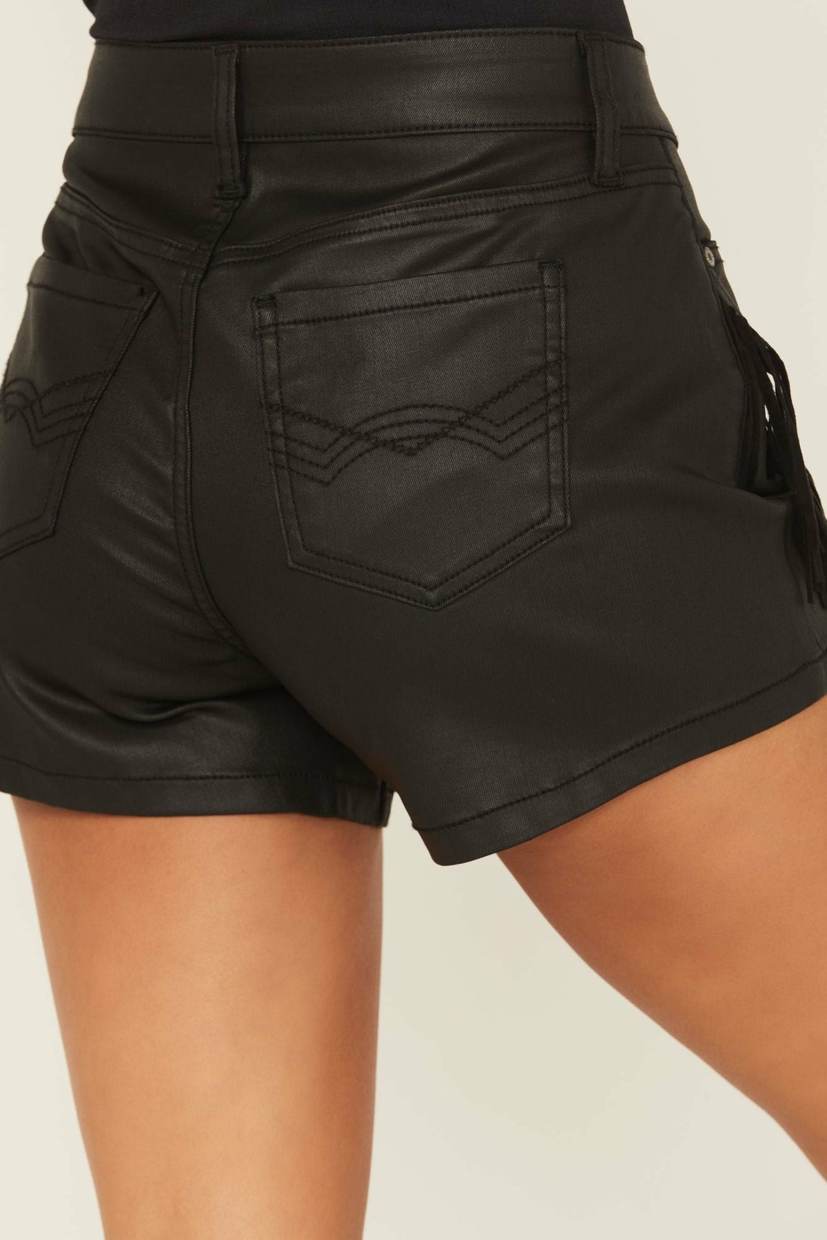 Idyllwind Bexhill Coated High Rise Fringe Super Stretch Denim Shorts