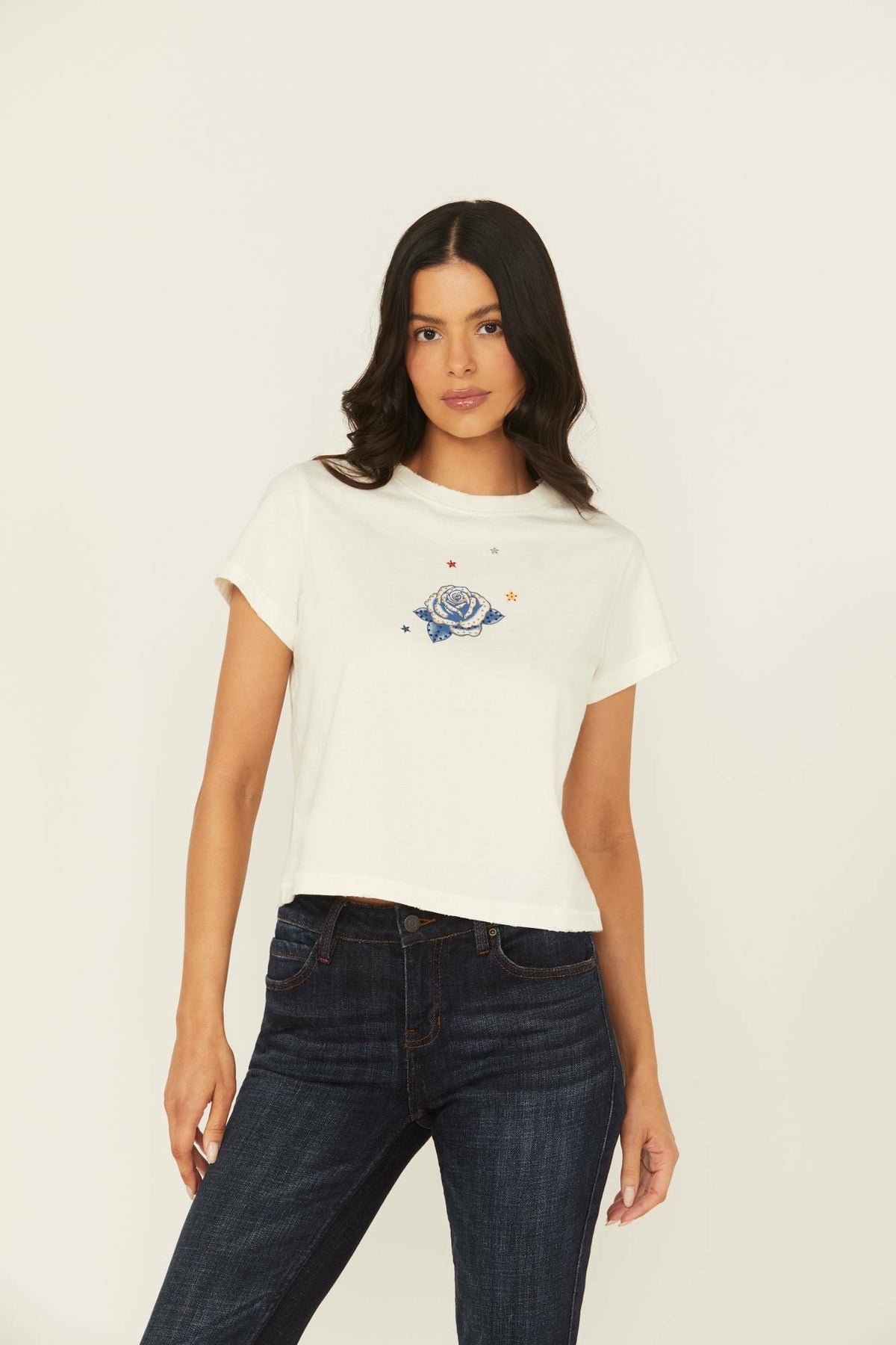 Idyllwind Rhinestone Rose Short Sleeve Cropped Graphic Tee