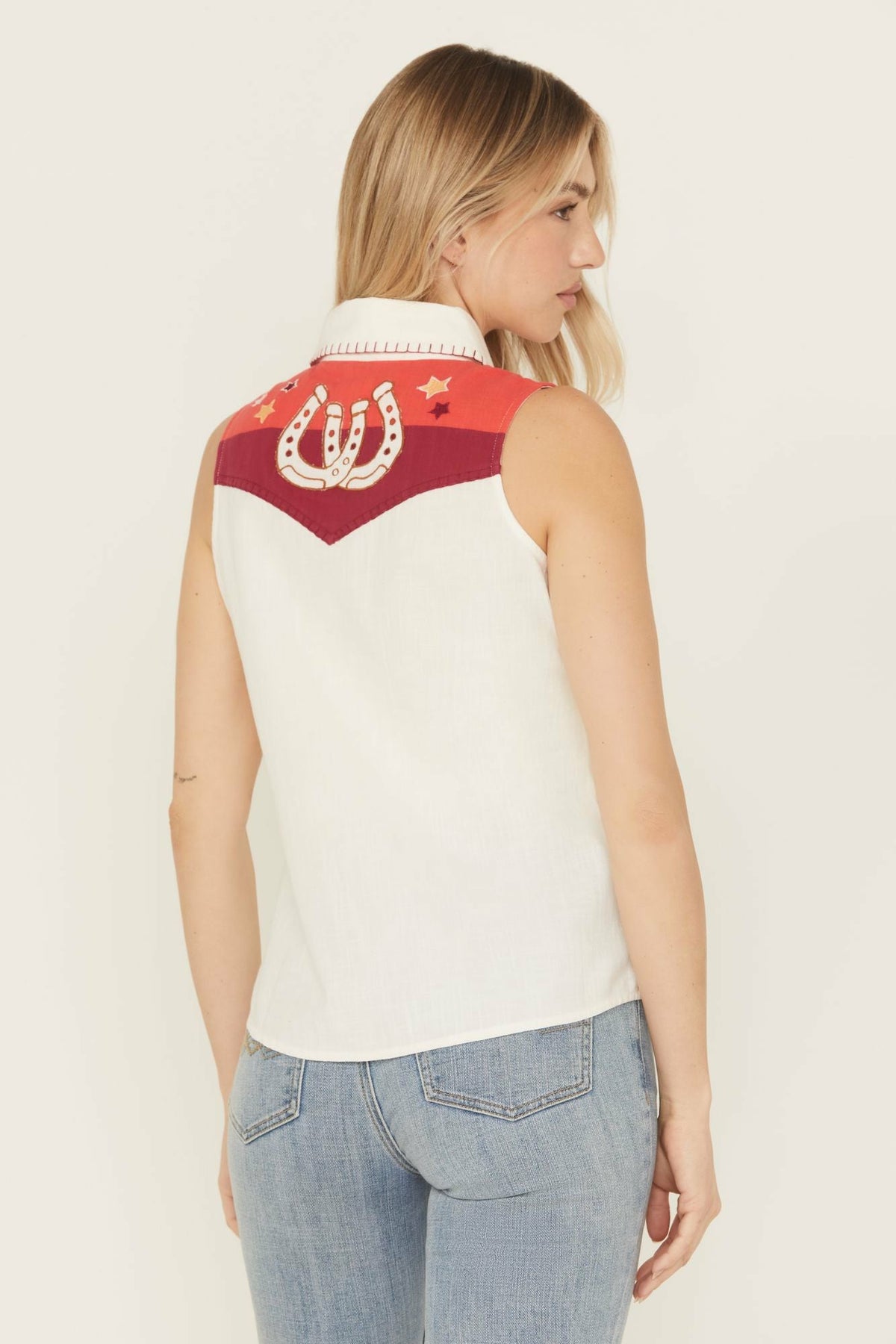 Idyllwind Plainweave Contrast Yoke Sleeveless Snap Western Shirt
